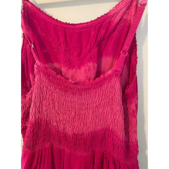 Art Collection Size S/M Pink TIe Dye Boho Fairy Corset Dress Layered Asym Hem - Picture 7 of 11